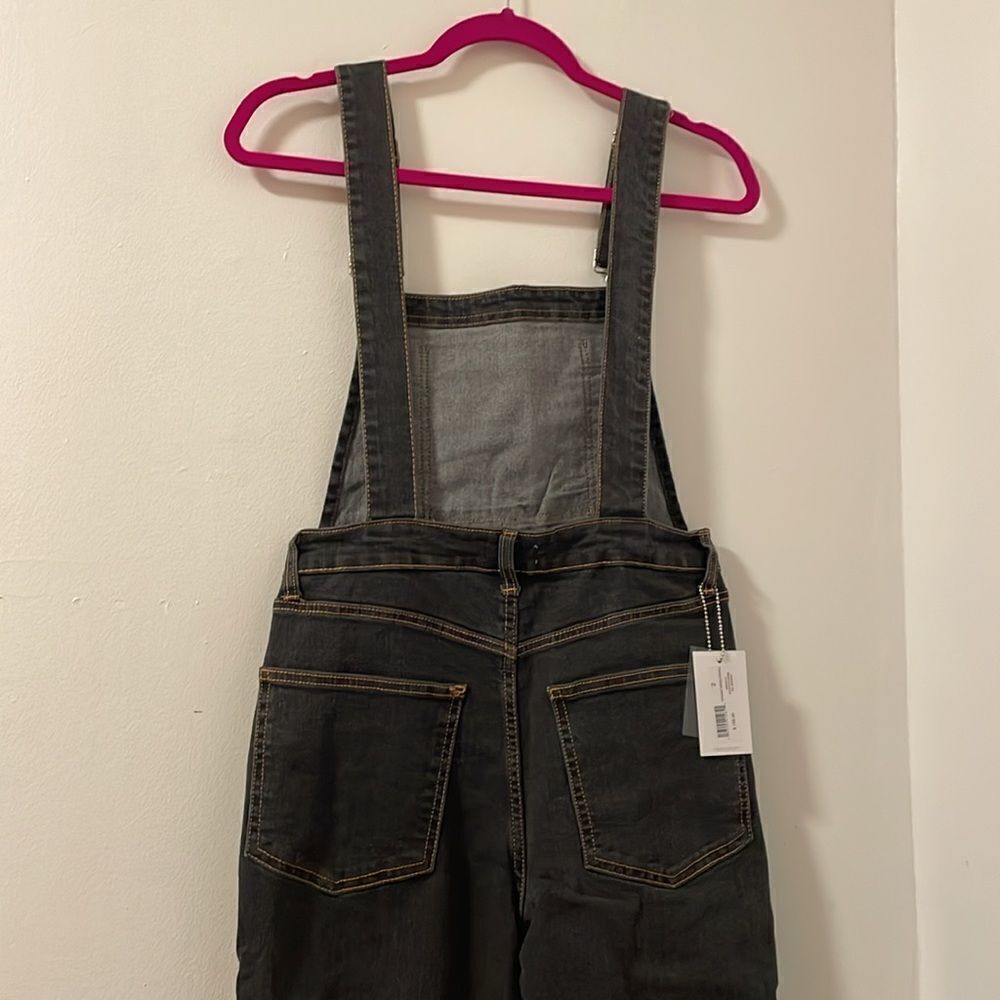NWT WEWOREWHAT women’s size 2 straight tapered adjustable long overall jeans - Picture 9 of 15